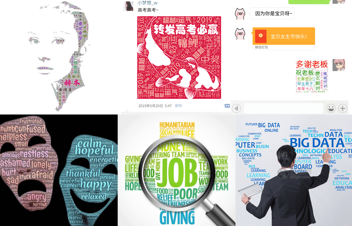 词云头像 表情包 朋友圈配图 文字云 词云 创意作品 微词云